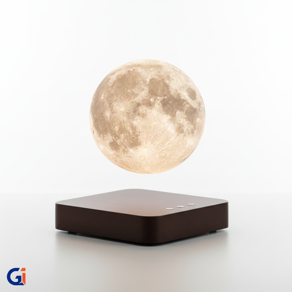 Lámpara Luna Levitante 3D — Vista frontal GAMAISTMO